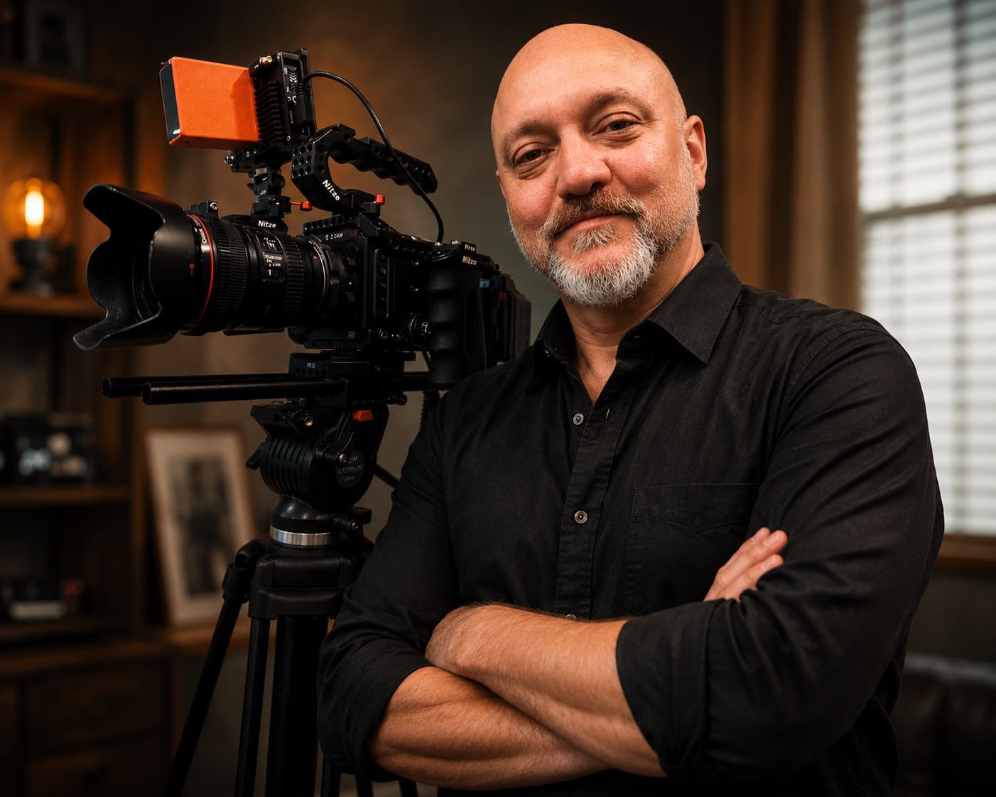 Matt Swift filming with a cinema camera rig